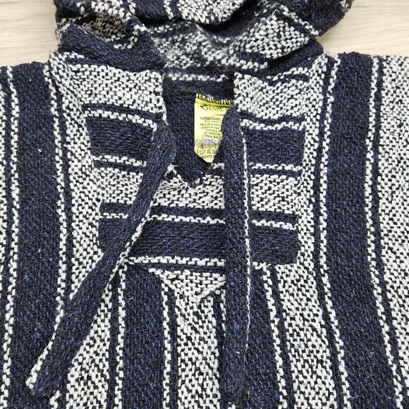 FRANK'S Womens Blue Mexican Baja Hoodie Poncho Size Medium - Picture 3 of 7
